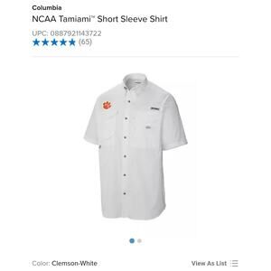 Columbia Clemson UA White Short Sleeve Button-Down Shirt 2xl